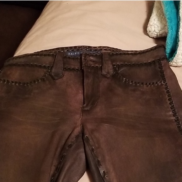 *RESERVED* Rare Authenticated Leather Whip Stitch Jeans - Picture 14 of 16